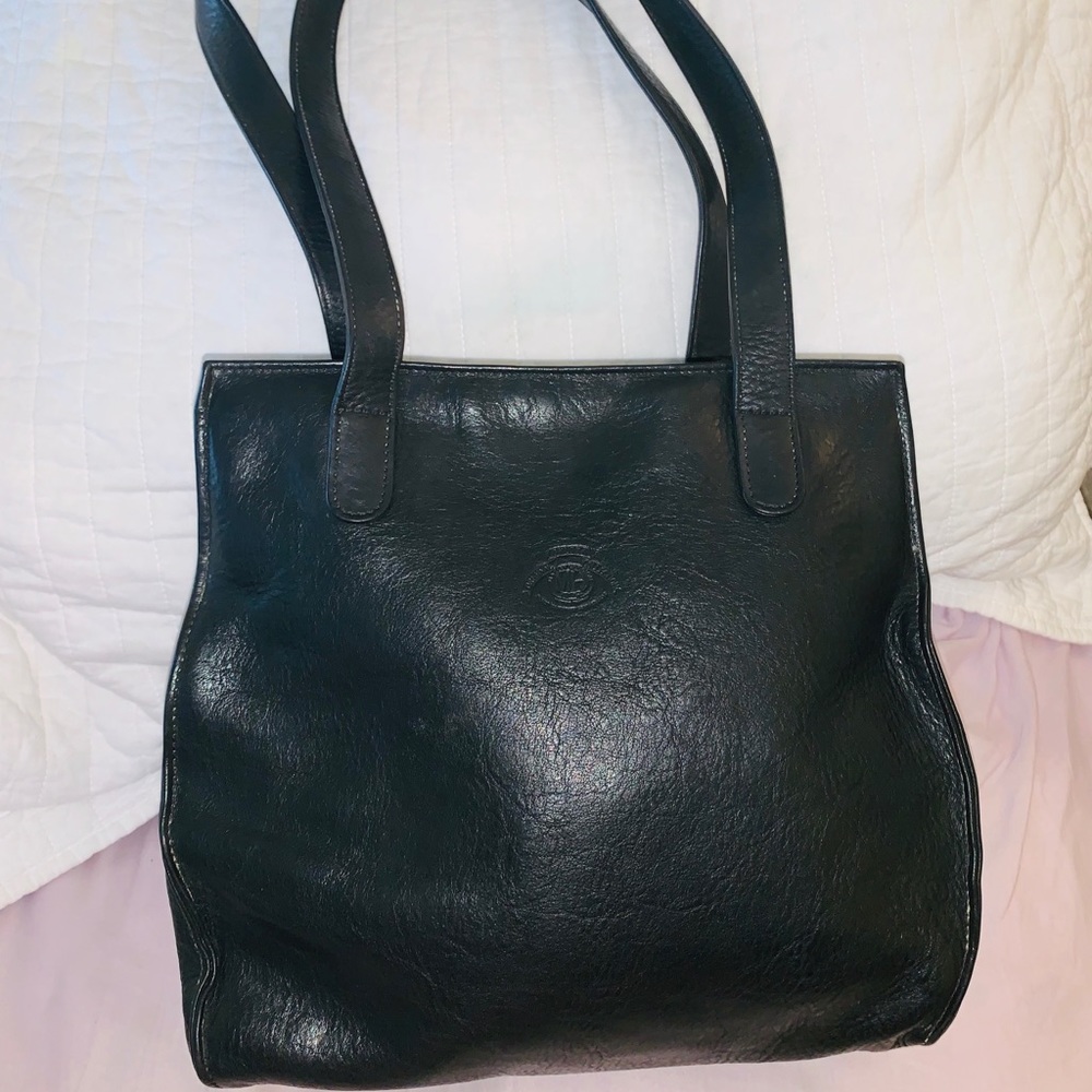 Ghurka Black Leather Shoulder Bag